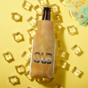 SlipperyJoe's cub bear word orange-brown tones pro Bottle Cooler