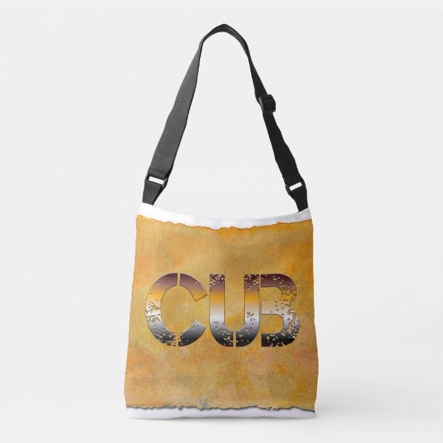 SlipperyJoe's cub bear word orange-brown tones pro Crossbody Bag (Front)