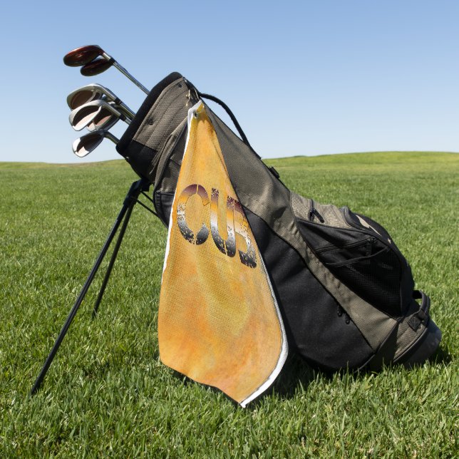 SlipperyJoe's cub bear word orange-brown tones pro Golf Towel (Green)