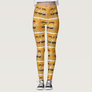 SlipperyJoe's cub bear word orange-brown tones pro Leggings