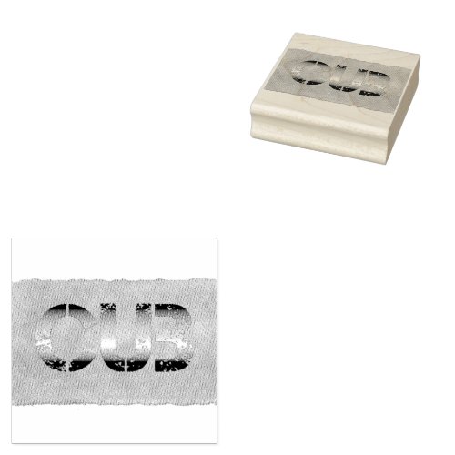SlipperyJoes cub bear words gold brown tan white  Rubber Stamp