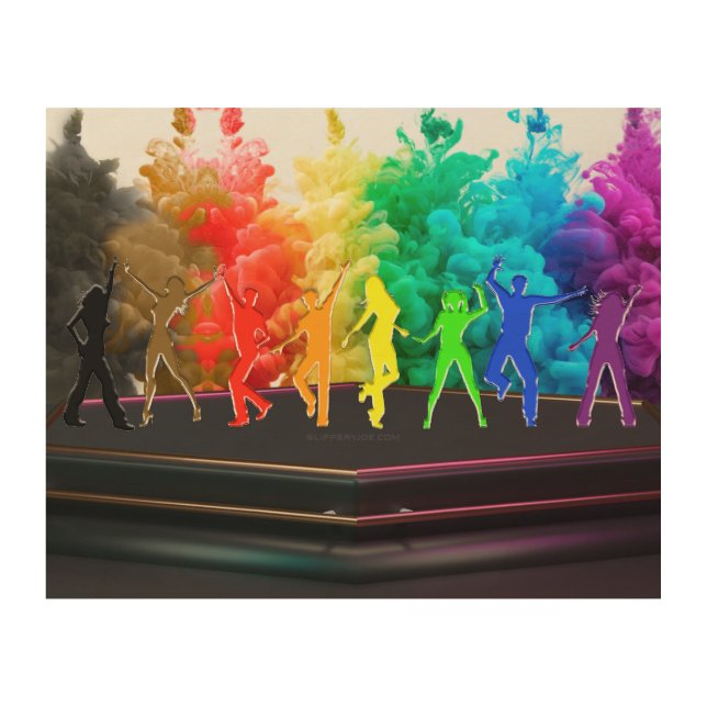 SlipperyJoe's  Dancing Pride Shadows gay gifts art (Front)