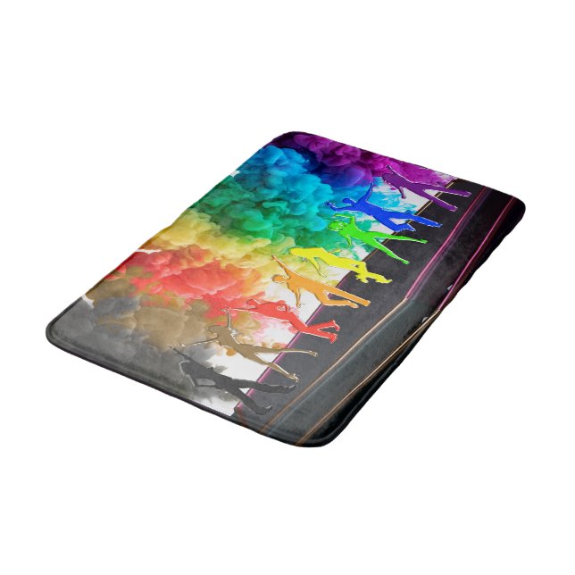 SlipperyJoe's  Dancing Pride Shadows gay gifts art Bath Mat (Angled)