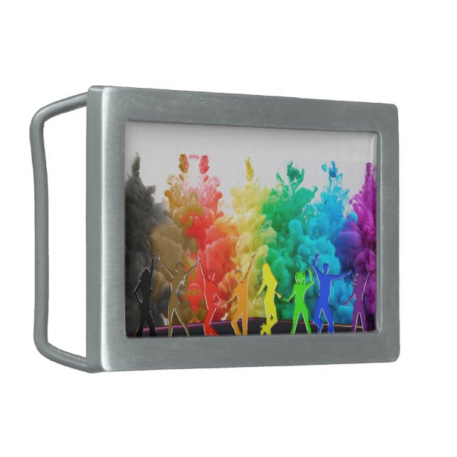 SlipperyJoe's  Dancing Pride Shadows gay gifts art Belt Buckle (Front Left)