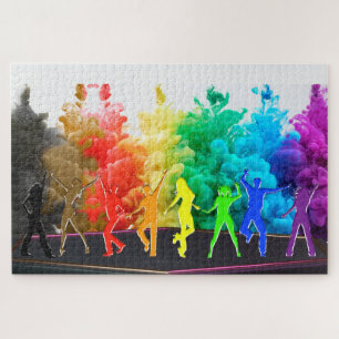 SlipperyJoe's  Dancing Pride Shadows gay gifts art Jigsaw Puzzle