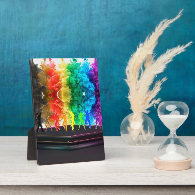 SlipperyJoe's  Dancing Pride Shadows gay gifts art Plaque (Side)