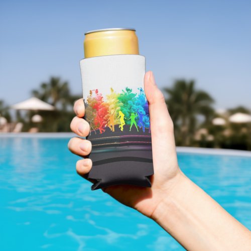 SlipperyJoes  Dancing Pride Shadows gay gifts art Seltzer Can Cooler