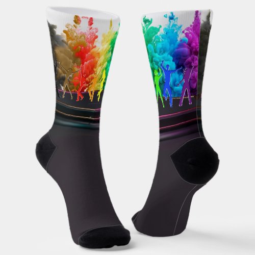 SlipperyJoes  Dancing Pride Shadows gay gifts art Socks