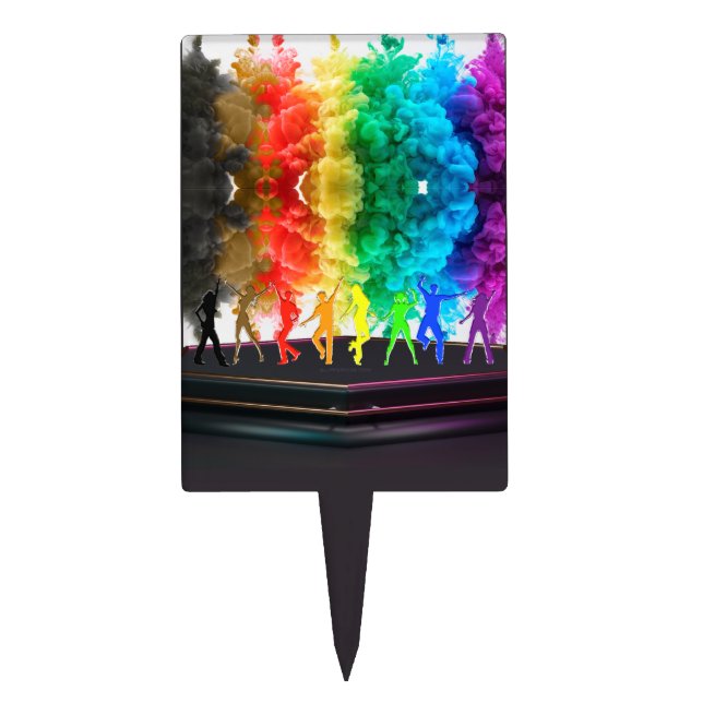 SlipperyJoe's Dancing Pride Shadows gay gifts arti Cake Topper (Front)