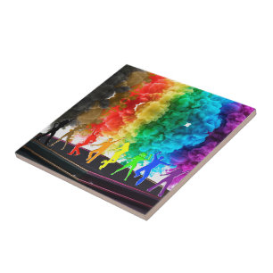 SlipperyJoe's Dancing Pride Shadows gay gifts arti Ceramic Tile