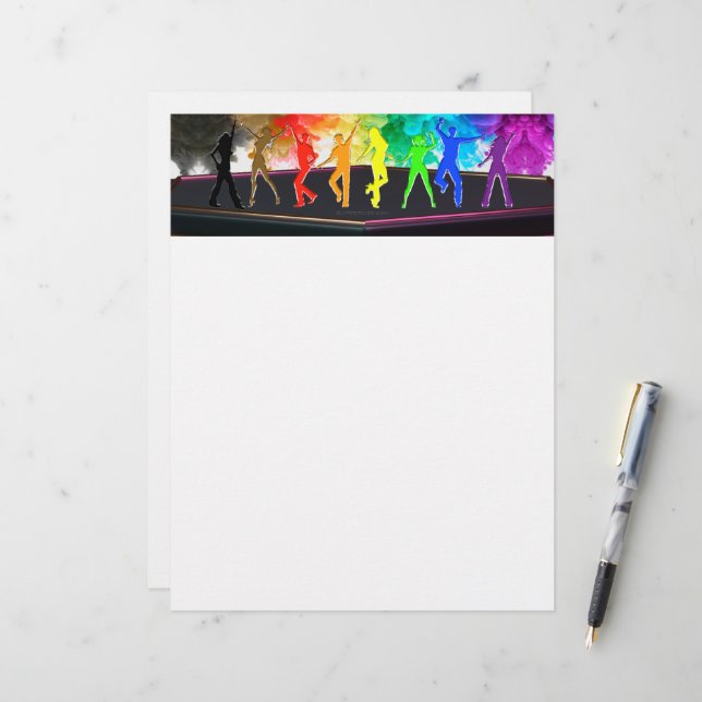 SlipperyJoe's Dancing Pride Shadows gay gifts arti Letterhead (Front/Back In Situ)