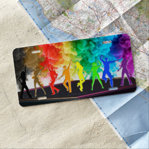 SlipperyJoe's Dancing Pride Shadows gay gifts arti License Plate