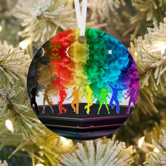 SlipperyJoe's Dancing Pride Shadows gay gifts arti Metal Ornament (Insitu)
