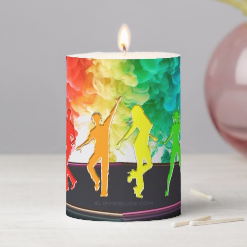 SlipperyJoes Dancing Pride Shadows gay gifts arti Pillar Candle