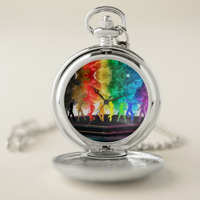 SlipperyJoe's Dancing Pride Shadows gay gifts arti Pocket Watch (Inside)