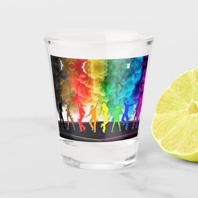 SlipperyJoe's Dancing Pride Shadows gay gifts arti Shot Glass (Front)