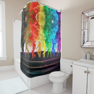 SlipperyJoe's Dancing Pride Shadows gay gifts arti Shower Curtain