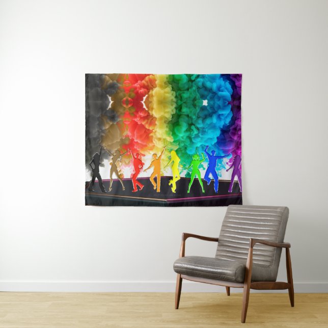 SlipperyJoe's Dancing Pride Shadows gay gifts arti Tapestry (In Situ (Horizontal))