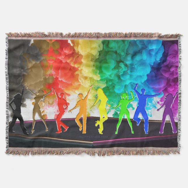SlipperyJoe's Dancing Pride Shadows gay gifts arti Throw Blanket (Front)