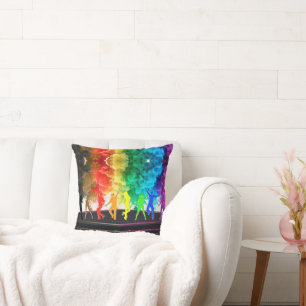 SlipperyJoe's Dancing Pride Shadows gay gifts arti Throw Pillow