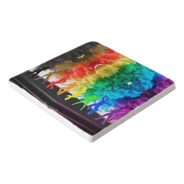 SlipperyJoe's Dancing Pride Shadows gay gifts arti Trivet (Corner)