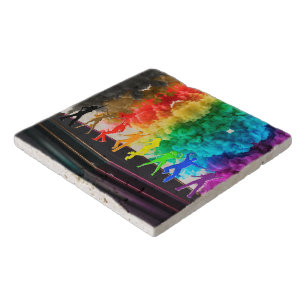 SlipperyJoe's Dancing Pride Shadows gay gifts arti Trivet