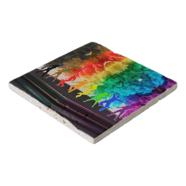 SlipperyJoe's Dancing Pride Shadows gay gifts arti Trivet (Corner)