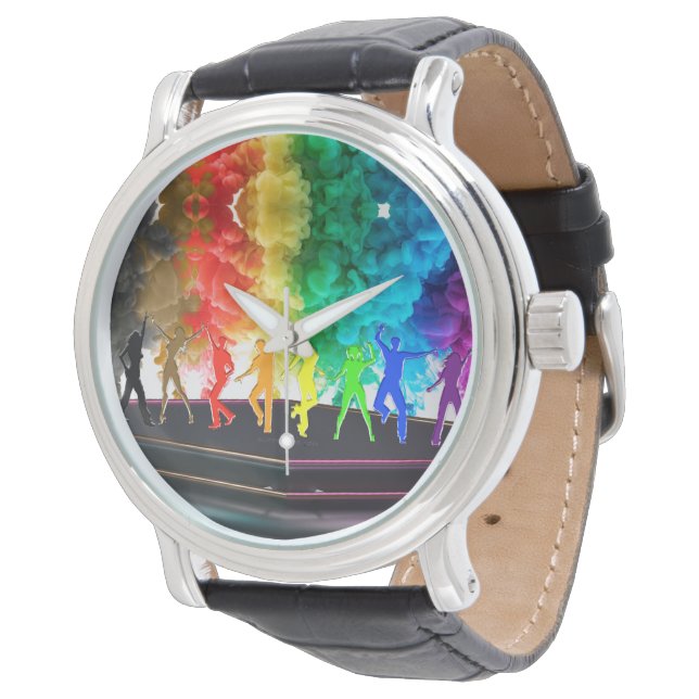 SlipperyJoe's Dancing Pride Shadows gay gifts arti Watch (Angled)
