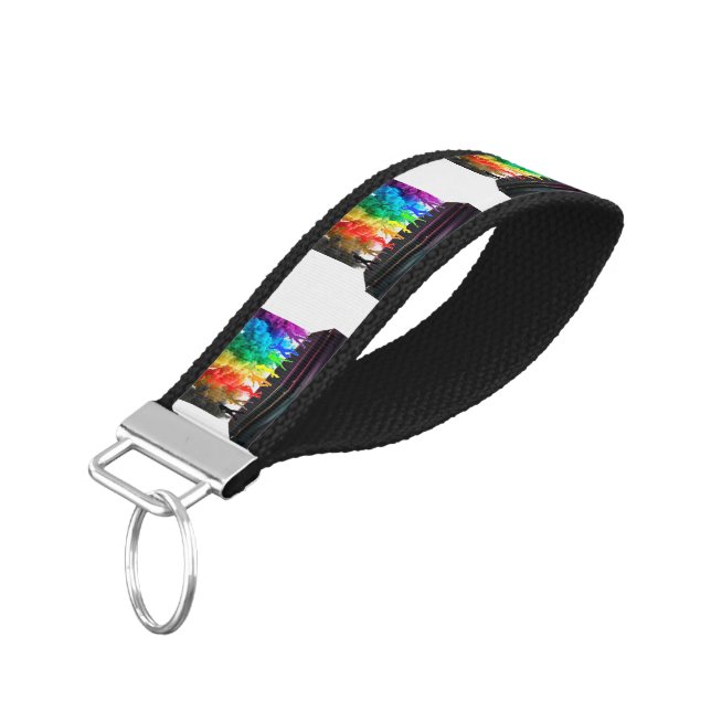 SlipperyJoe's Dancing Pride Shadows gay gifts arti Wrist Keychain (Angled Down)