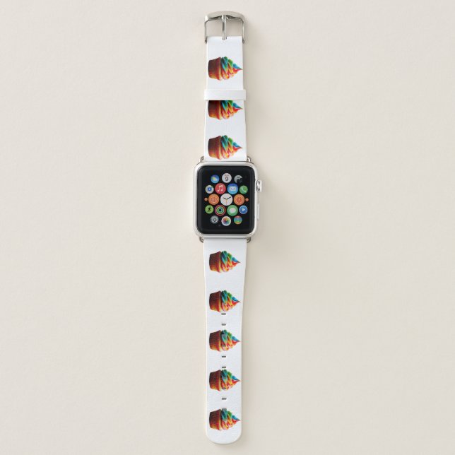 SlipperyJoe's dazzling rainbow cupcake swirled fro Apple Watch Band (Front)