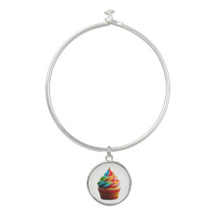 SlipperyJoe's dazzling rainbow cupcake swirled fro Bangle Bracelet