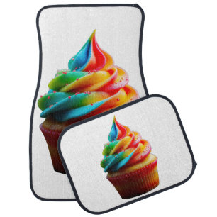 SlipperyJoe's dazzling rainbow cupcake swirled fro Car Floor Mat