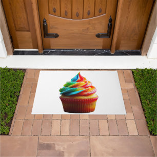 SlipperyJoe's dazzling rainbow cupcake swirled fro Doormat