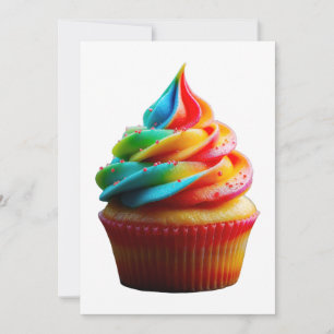 SlipperyJoe's dazzling rainbow cupcake swirled fro Holiday Card