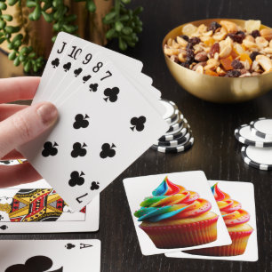 SlipperyJoe's dazzling rainbow cupcake swirled fro Poker Cards
