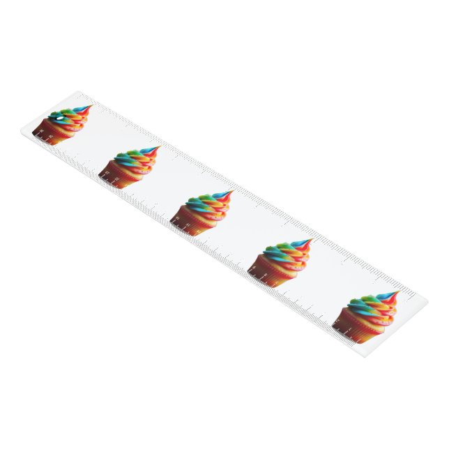 SlipperyJoe's dazzling rainbow cupcake swirled fro Ruler (Angled)