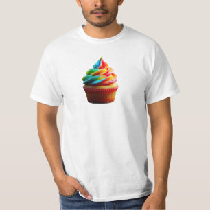 SlipperyJoe's dazzling rainbow cupcake swirled fro T-Shirt
