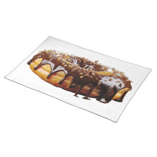 SlipperyJoe's decadent donut covered thick glossy  Cloth Placemat