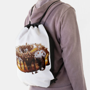SlipperyJoe's decadent donut covered thick glossy  Drawstring Bag