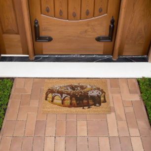 SlipperyJoe's decadent donut covered thick glossy Fiber Doormat