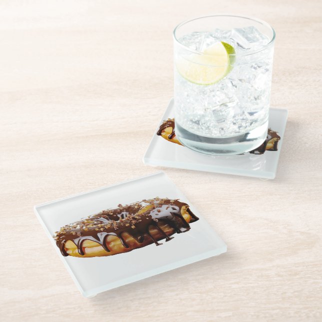 SlipperyJoe's decadent donut covered thick glossy  Glass Coaster (Angled)