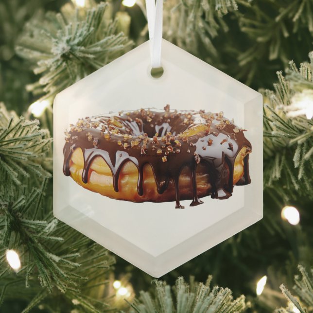 SlipperyJoe's decadent donut covered thick glossy  Glass Ornament (Insitu)