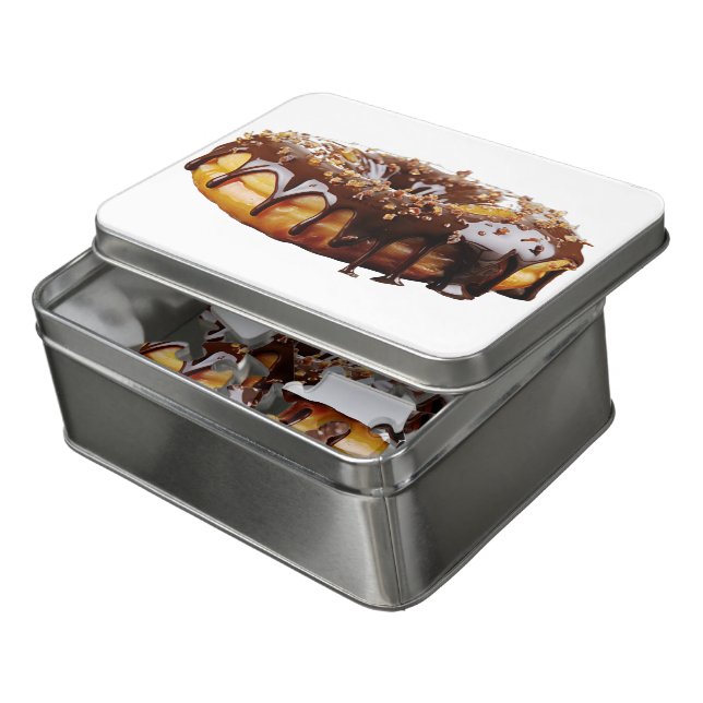 SlipperyJoe's decadent donut covered thick glossy  Jigsaw Puzzle (Lid Open)