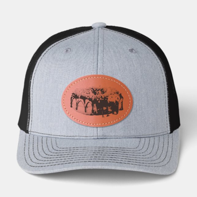 SlipperyJoe's decadent donut covered thick glossy  Leather Patch Hat (Front)