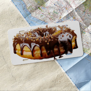 SlipperyJoe's decadent donut covered thick glossy  License Plate