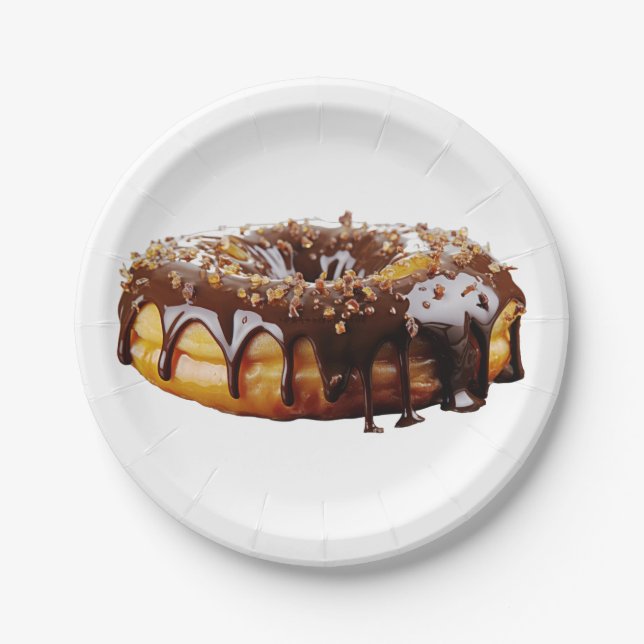 SlipperyJoe's decadent donut covered thick glossy  Paper Plates (Front)
