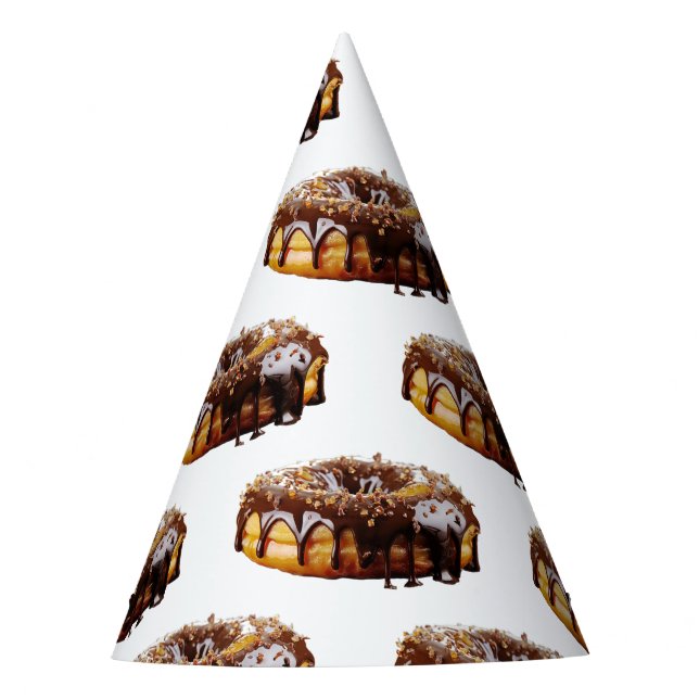SlipperyJoe's decadent donut covered thick glossy  Party Hat (Front)