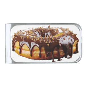SlipperyJoe's decadent donut covered thick glossy Silver Finish Money Clip