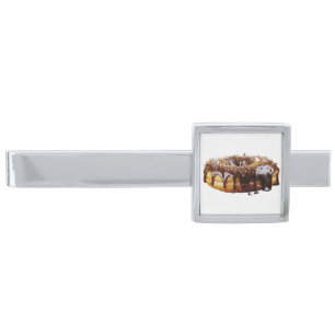 SlipperyJoe's decadent donut covered thick glossy  Silver Finish Tie Bar