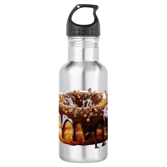 SlipperyJoe's decadent donut covered thick glossy  Stainless Steel Water Bottle (Front)